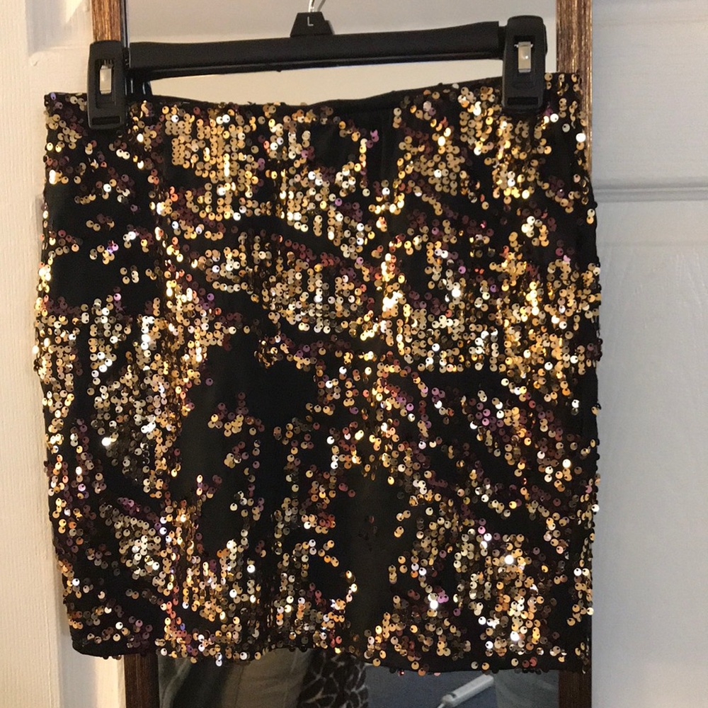 Black skirt with gold and brownish sequins
